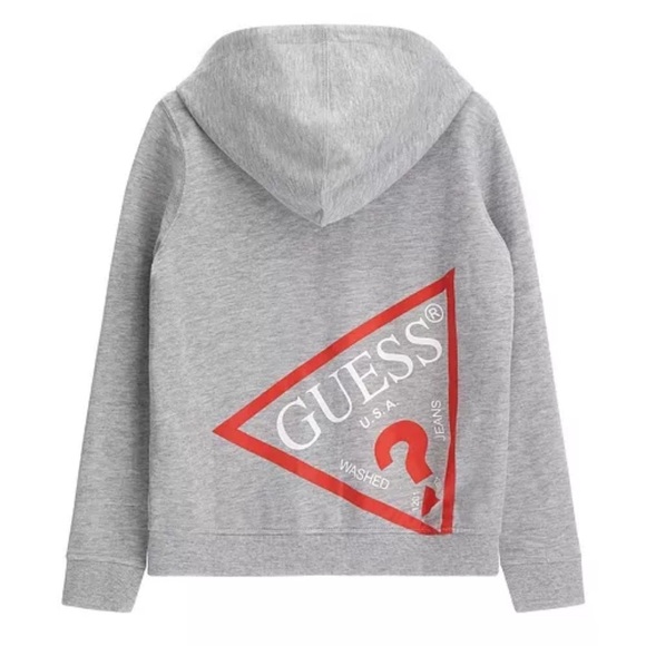 GUESS Big Boys Triangle Logo French Terry Zip Hoodie Guess Kids Hoodies 12, 16 - Picture 1 of 10